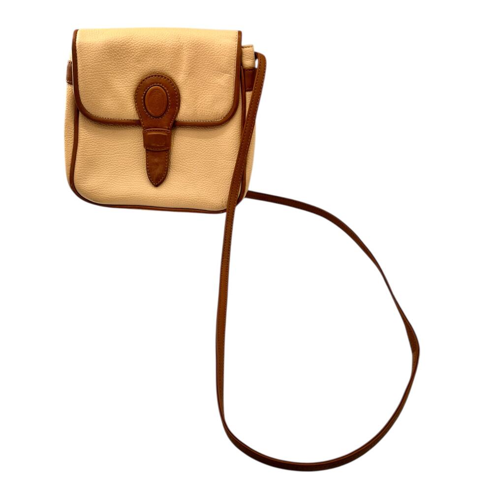 Vintage Unisa Womens Handbag Leather Brown Cream Crossbody Tan Old Money